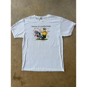 Vintage Anatomy Of A Certified Golfer White T-Shirt Jerzees Large S3
